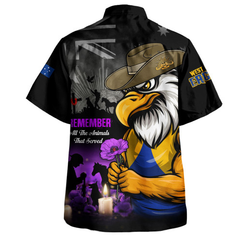 West Coast Eagles Hawaiian Shirt Anzac Day In Memory Of Animals That Served