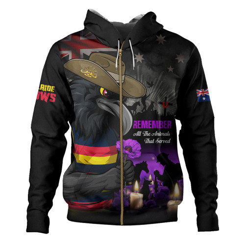 Adelaide Crows Hoodie Anzac Day In Memory Of Animals That Served