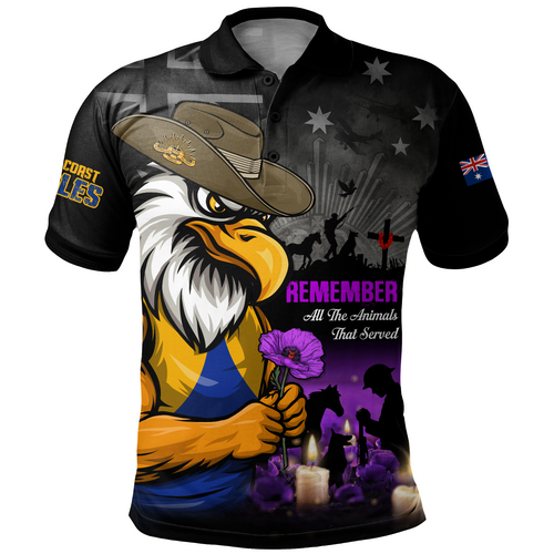 West Coast Eagles Polo Shirt Anzac Day In Memory Of Animals That Served