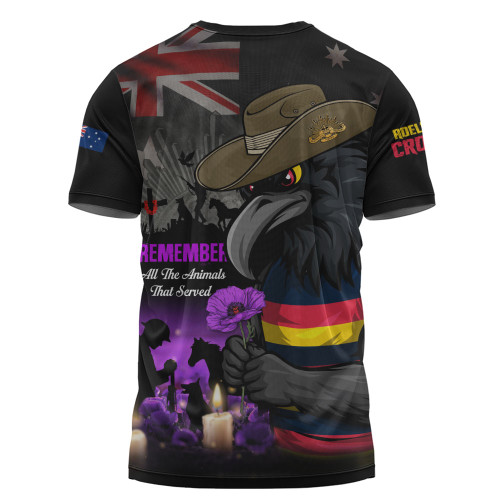 Adelaide Crows T-Shirt Anzac Day In Memory Of Animals That Served