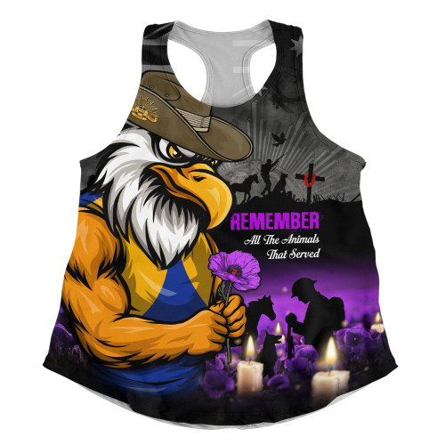West Coast Eagles Women Racerback Singlet Anzac Day In Memory Of Animals That Served