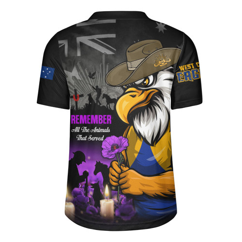 West Coast Eagles Rugby Jersey Anzac Day In Memory Of Animals That Served