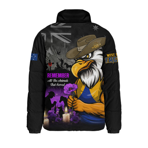 West Coast Eagles Padded Jacket Anzac Day In Memory Of Animals That Served