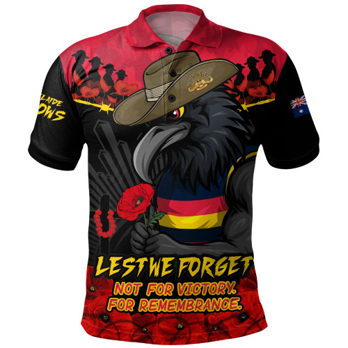 Adelaide Crows Polo Shirt ANZAC Day Not For Victory For Remembrance