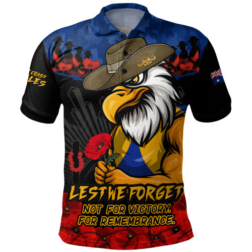 West Coast Eagles Polo Shirt ANZAC Day Not For Victory For Remembrance