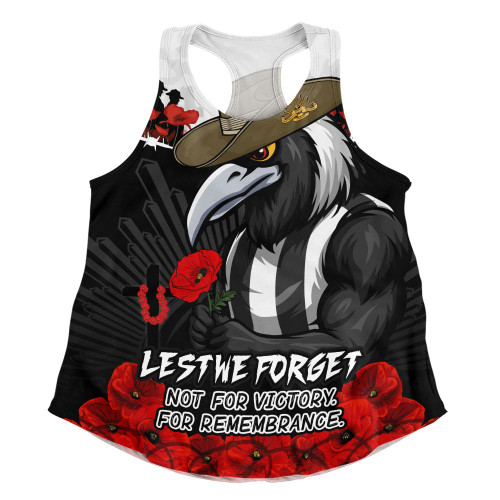 Collingwood Women Racerback Singlet ANZAC Day Not For Victory For Remembrance