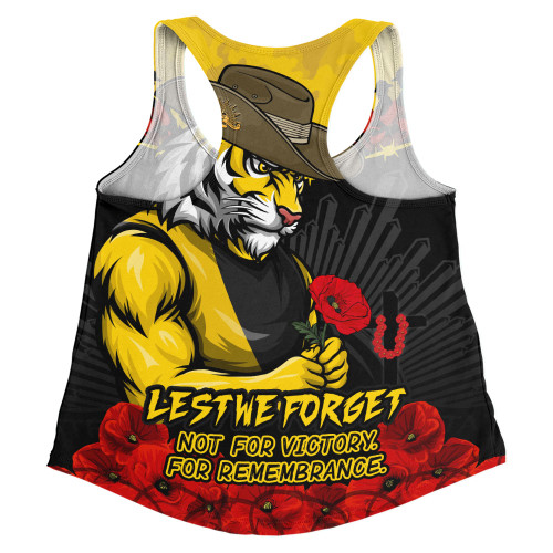 Richmond Women Racerback Singlet ANZAC Day Not For Victory For Remembrance