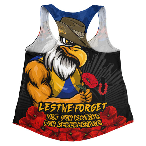 West Coast Eagles Women Racerback Singlet ANZAC Day Not For Victory For Remembrance