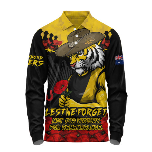 Richmond Long Sleeve Polo Shirt ANZAC Day Not For Victory For Remembrance