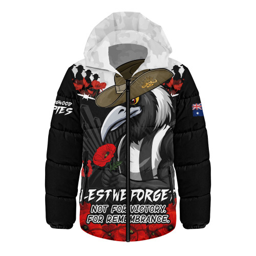 Collingwood Hooded Padded Jacket ANZAC Day Not For Victory For Remembrance