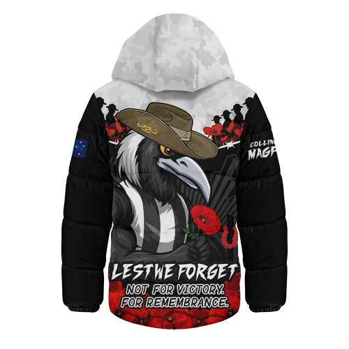 Collingwood Hooded Padded Jacket ANZAC Day Not For Victory For Remembrance