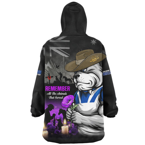 Canterbury-Bankstown Bulldogs Snug Hoodie Anzac Day Purple Poppy And Animals That Served
