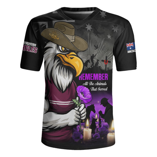 Manly Warringah Sea Eagles Rugby Jersey Anzac Day Purple Poppy And Animals That Served