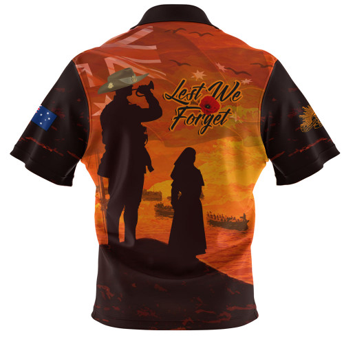 Australia Zip Polo Shirt Australia Remembers In Sacred Dawn