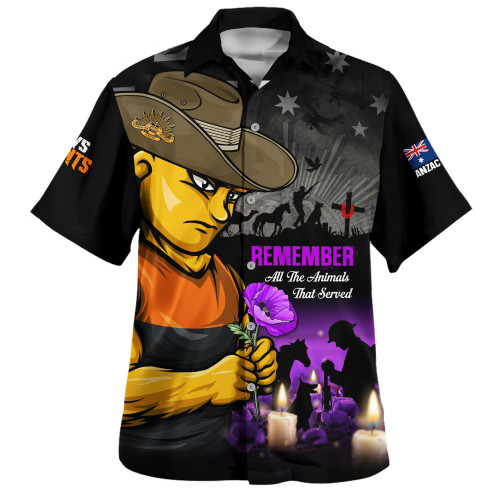 GWS GIANTS Hawaiian Shirt Anzac Day Purple Poppy And Animals That Served
