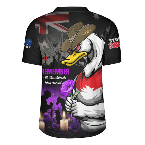 Sydney Swans Rugby Jersey Anzac Day Purple Poppy And Animals That Served