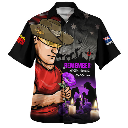Gold Coast SUNS Hawaiian Shirt Anzac Day In Memory Of Animals That Served