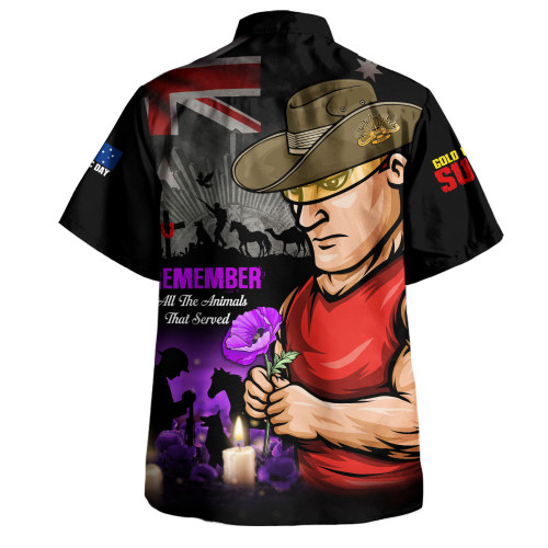 Gold Coast SUNS Hawaiian Shirt Anzac Day In Memory Of Animals That Served