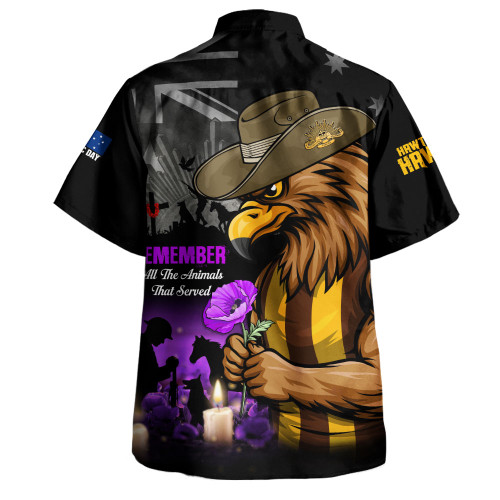 Hawthorn Hawaiian Shirt Anzac Day In Memory Of Animals That Served