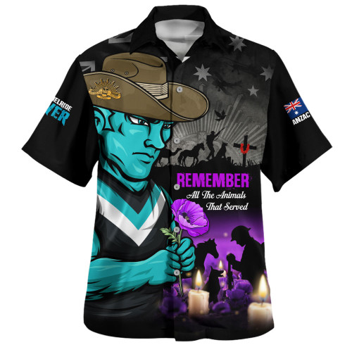 Port Adelaide Hawaiian Shirt Anzac Day In Memory Of Animals That Served