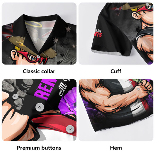 St Kilda Hawaiian Shirt Anzac Day In Memory Of Animals That Served