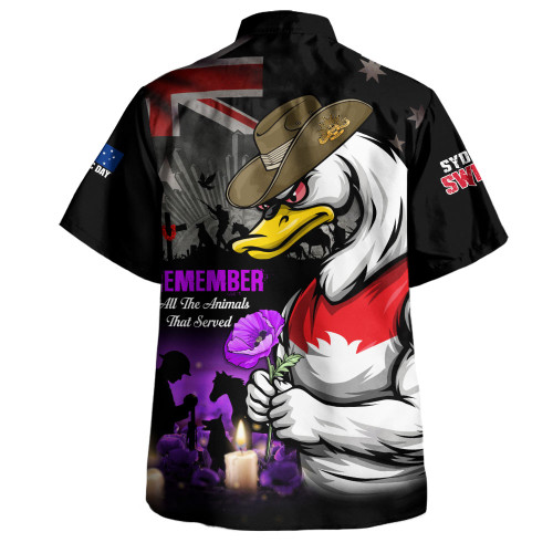 Sydney Swans Hawaiian Shirt Anzac Day In Memory Of Animals That Served
