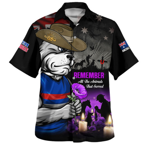 Western Bulldogs Hawaiian Shirt Anzac Day In Memory Of Animals That Served