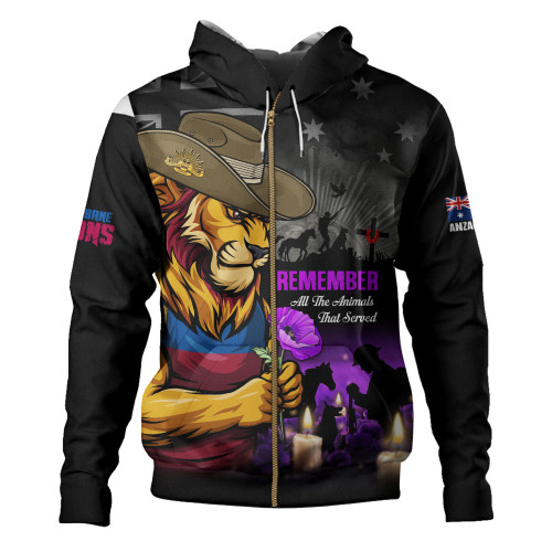 Brisbane Lions Hoodie Anzac Day In Memory Of Animals That Served