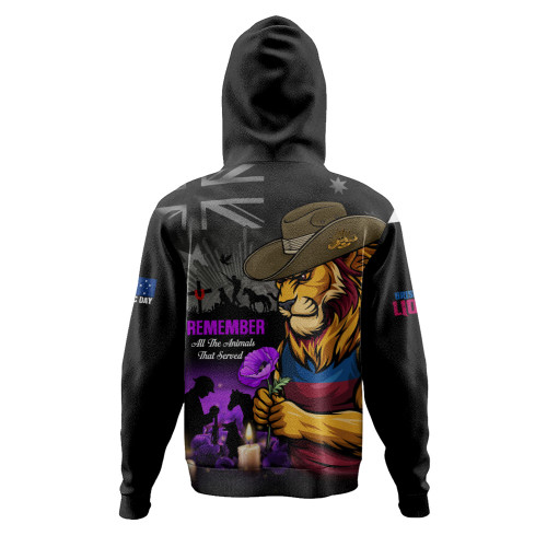 Brisbane Lions Hoodie Anzac Day In Memory Of Animals That Served
