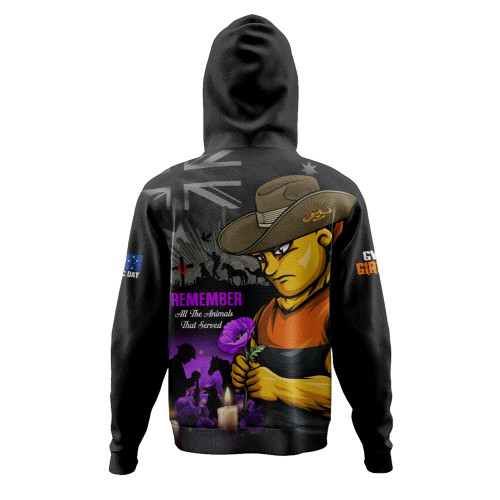 GWS GIANTS Hoodie Anzac Day In Memory Of Animals That Served