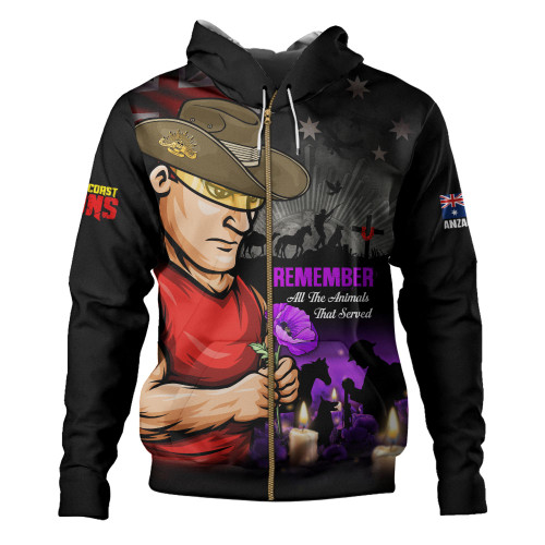 Gold Coast SUNS Hoodie Anzac Day In Memory Of Animals That Served