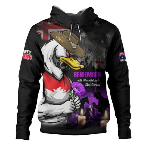 Sydney Swans Hoodie Anzac Day In Memory Of Animals That Served
