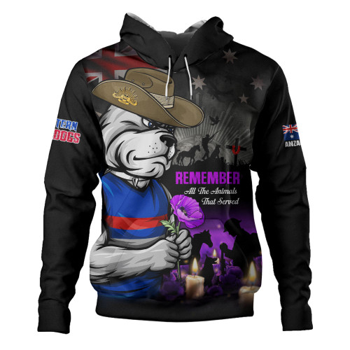 Western Bulldogs Hoodie Anzac Day In Memory Of Animals That Served