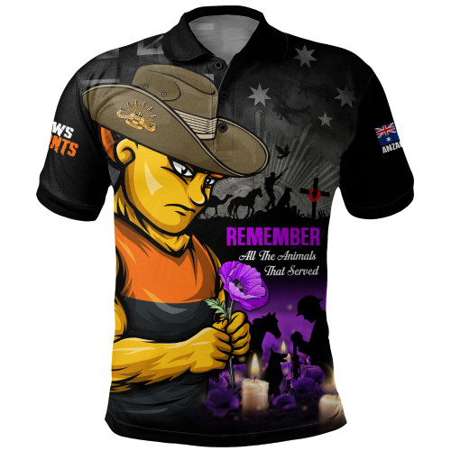 GWS GIANTS Polo Shirt Anzac Day In Memory Of Animals That Served