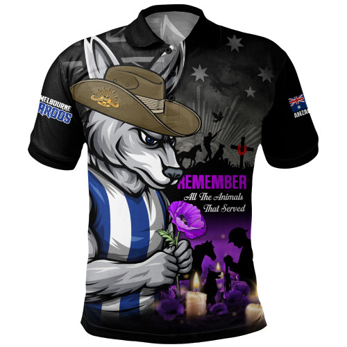 North Melbourne Polo Shirt Anzac Day In Memory Of Animals That Served