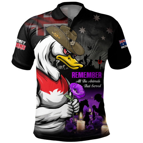 Sydney Swans Polo Shirt Anzac Day In Memory Of Animals That Served