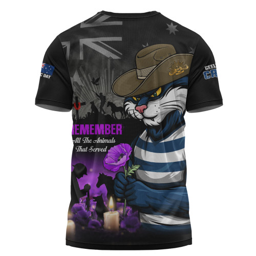 Geelong Cats T-Shirt Anzac Day In Memory Of Animals That Served