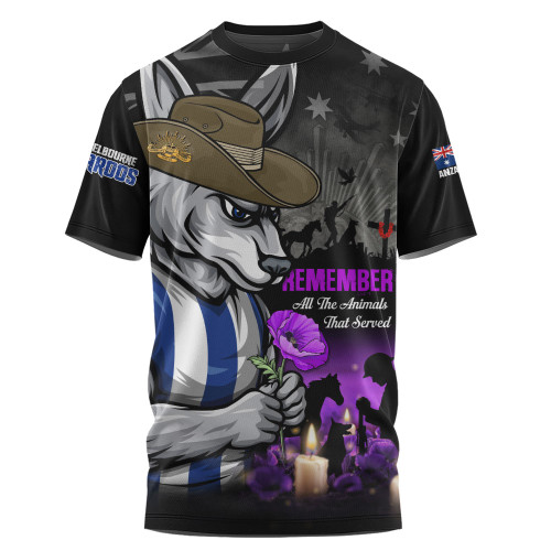 North Melbourne T-Shirt Anzac Day In Memory Of Animals That Served