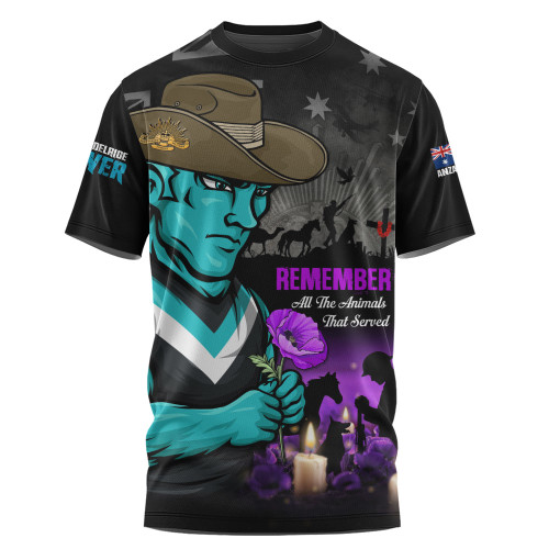 Port Adelaide T-Shirt Anzac Day In Memory Of Animals That Served