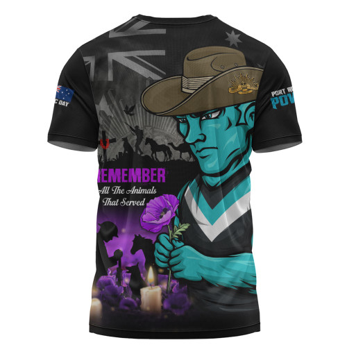 Port Adelaide T-Shirt Anzac Day In Memory Of Animals That Served