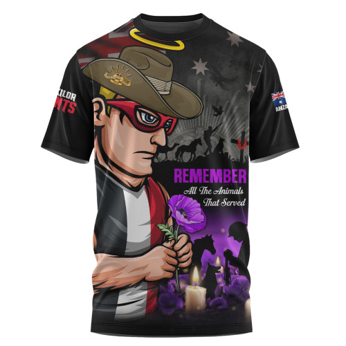 St Kilda T-Shirt Anzac Day In Memory Of Animals That Served