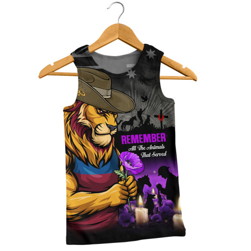 Brisbane Lions Men Singlet Anzac Day In Memory Of Animals That Served