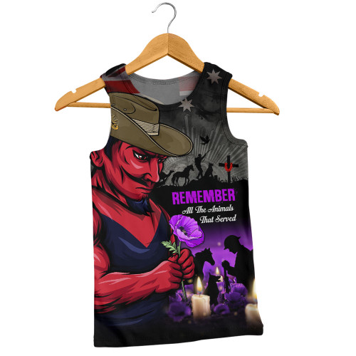 Melbourne Men Singlet Anzac Day In Memory Of Animals That Served
