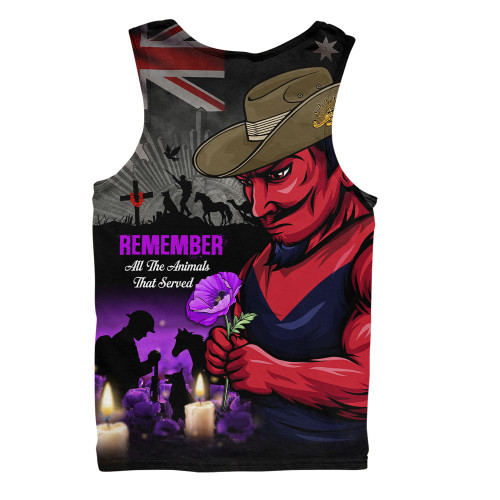 Melbourne Men Singlet Anzac Day In Memory Of Animals That Served