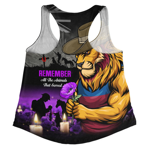 Brisbane Lions Women Racerback Singlet Anzac Day In Memory Of Animals That Served