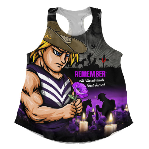 Fremantle Women Racerback Singlet Anzac Day In Memory Of Animals That Served