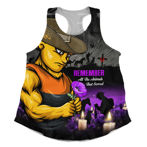 GWS GIANTS Women Racerback Singlet Anzac Day In Memory Of Animals That Served