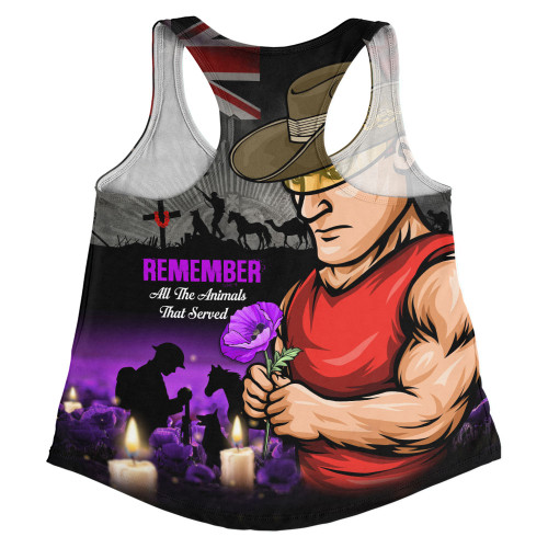 Gold Coast SUNS Women Racerback Singlet Anzac Day In Memory Of Animals That Served