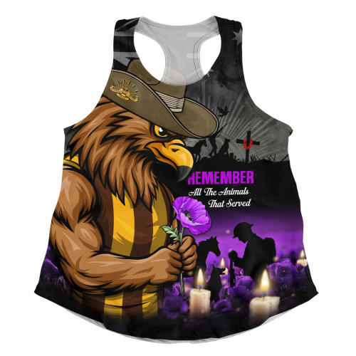 Hawthorn Women Racerback Singlet Anzac Day In Memory Of Animals That Served