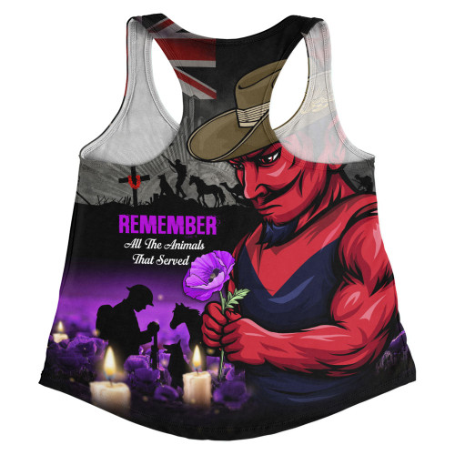 Melbourne Women Racerback Singlet Anzac Day In Memory Of Animals That Served
